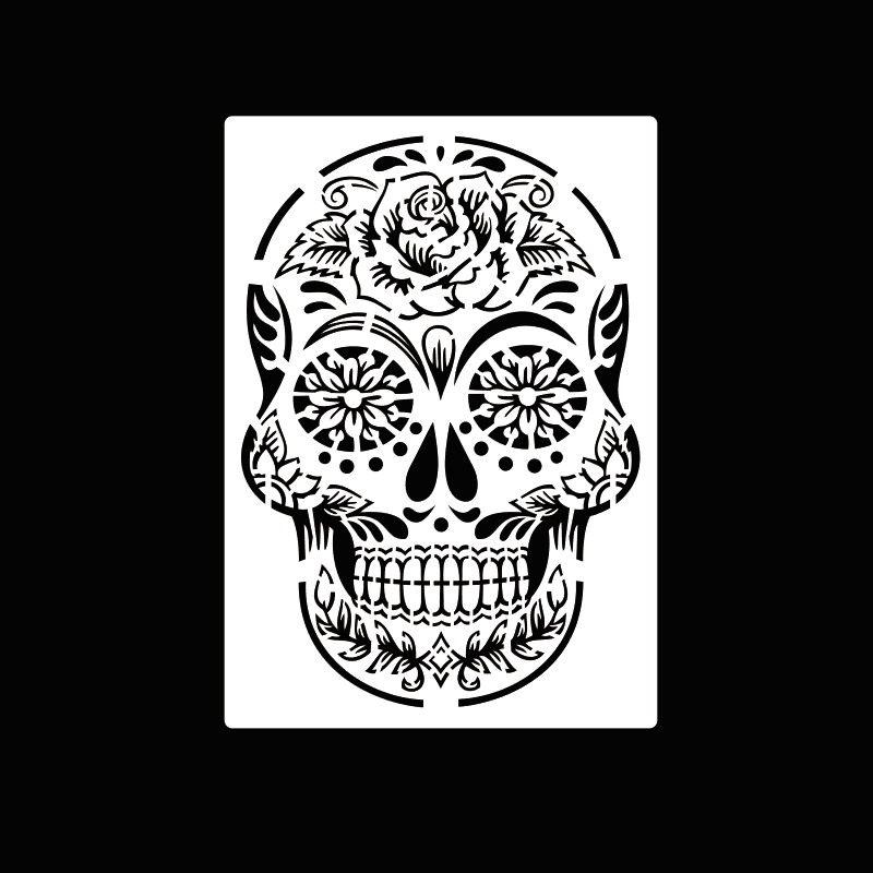 Pochoir Tête de Mort et Fleur