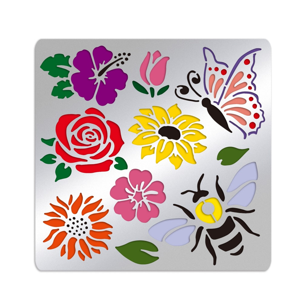 Décor Pochoir Fleur Animaux